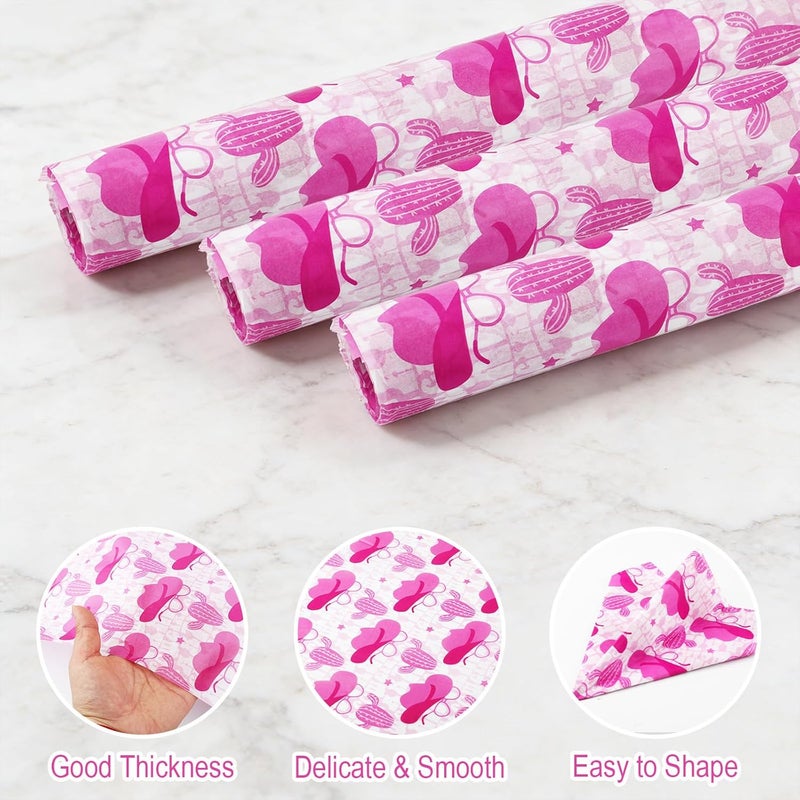 Ethanberg 60 Sheets Gift Wrapping Tissue Paper Bulk, Pink Cactus Hat Print Tissue Paper for Gift Bags, Decorative Art Papers for DIY Crafts Wedding Birthday Baby Showers Holiday Party Decor, 20x14 Inches - Image 3